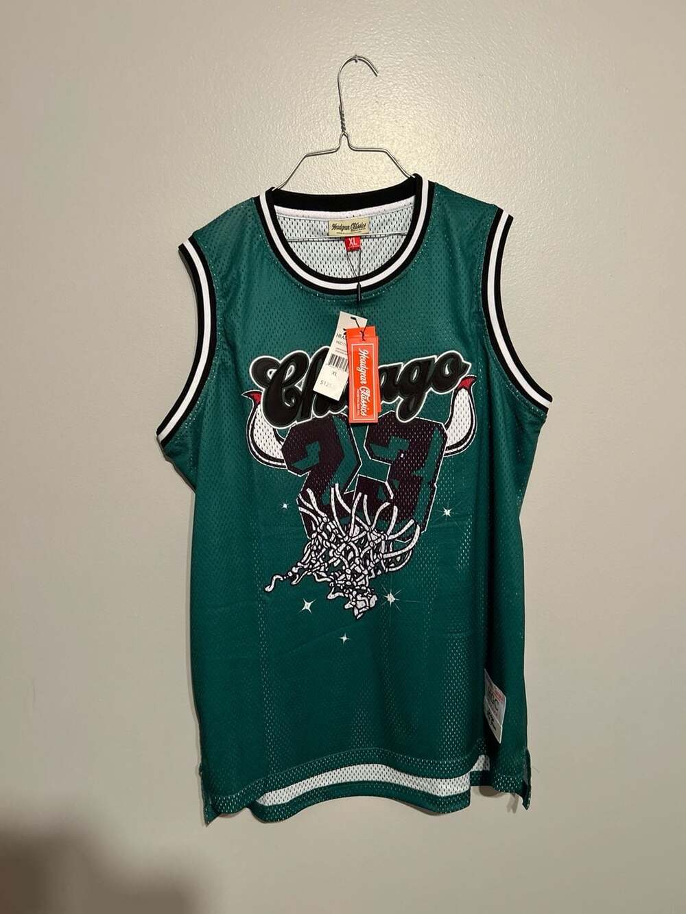 Headgear Classics Nostalgia Co. Jordan #23 Pine Green Chicago Basketball Jersey